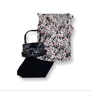 Scoop Neck Blouse in Black, White, and Pink